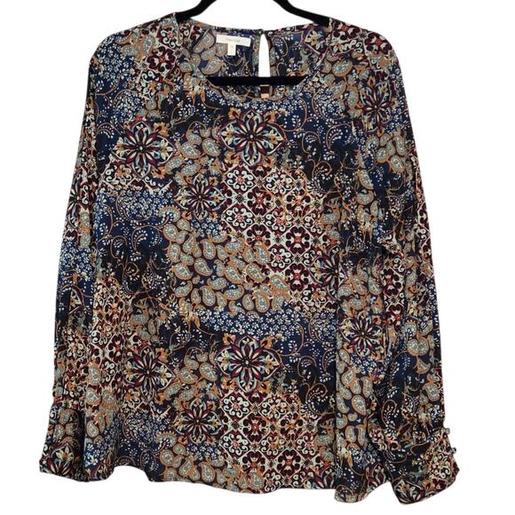 Maurices Blouse sz Large Fall Colors, Keyhole Closure, long sleeve, loose fit - Picture 1 of 10
